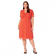 London Times Plus Size Draped Neck Fit-and-Flare Midi DrESS - Spice 하객 피로연 빅사이즈 졸업식 원피스