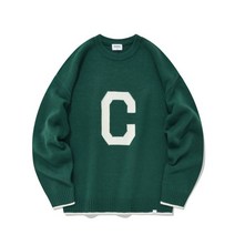 커버낫 램스울 C 로고 크루넥 니트 그린