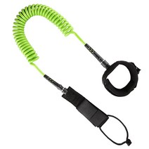 3M TPU 탄성 코일 스탠드 업 패들 보드 서핑 보드 가죽 끈 360 ° 회전 패들 보드 서핑 카약용 라이프 안전 로프, Style 1 Green