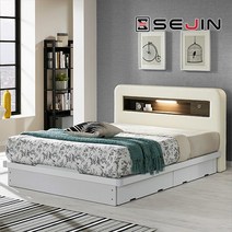 [세진침대] 지오 LED 수납형 침대 프레임SS+7존독립쿠션 55T FM볼텍스 매트리스SS