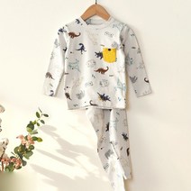 모이모이깜피 아동용 면스판 9부 내의 실내복 상하세트 디노