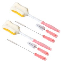 하이비 다용도 스타벅스 등 텀블러전용 세척솔세트 2세트, 일자형+일자형, 그린+라이트핑크