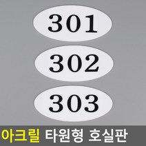 심플 화이트 타원형 아크릴 방번호 호실판, 512
