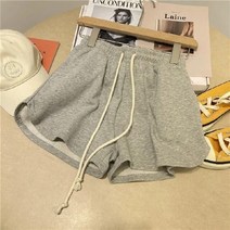 슬림핏 통기성 편안한 하이 웨이스트 스포츠 반바지 여성용 느슨한 슬리밍 코튼 테리 A 워드 여름 와이드