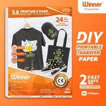 열프레스기 WinnerTransfire 다크 패브릭 티셔츠 인쇄용 열전사 용지 잉크젯 전사지 A4 10 매 천용 철지, 01 A4 10sheets dark