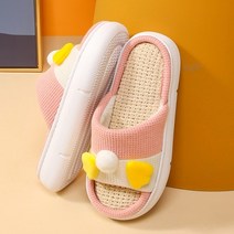 린넨 족저근막염 뚱카롱 슬리퍼 보건화 강당화 발볼넓은 층간소음 실내화 봄과 가을 여성용 커플 침실 통기성 미끄럼 방지 홈 흡수성 땀 흡수성 귀여운 재미있는 신발