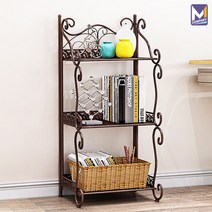 MCOMPANY 책꽂이 책선반 북선반 매거진랙 간이 스탠드 잡지꽂이 책정리 엔틱 빈티지 사무실 전면 책장 선반 진열대 다용도 인테리어 보조 가정용 거실 사무용_3단 & 4단, 네스트 3단