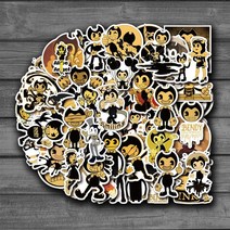 50pcs bendy 및 잉크 machinet 스티커 어린이를위한 장난감 노트북 오토바이 스케이트 보드 전화 diy 손 일기 스크랩북, 없음