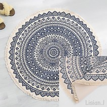 리시안제이 92CM 린넨 러그 북유럽풍 네이비 물빨래 러그 거실 바닥 러그