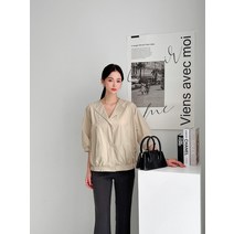 여성 루즈핏 단추 포인트 셔링 퍼프 바스락 7부 자켓