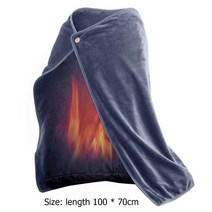 USB 전기 난방 담요 목도리 코랄 플리스 플러시 3 속도 조절 온도 겨울 대형 150x80cm 지퍼 세탁 가능, [02] Dark Grey