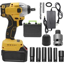 Hoypeyfiy 21V 무선 임팩트 렌치 1.3cm(1/2인치) 스퀘어 척 520Nm 하이 토크 브러시리스 드릴 3Ah 대용, 한개옵션0