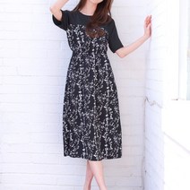 더블랑e 플로플라워 미디 원피스