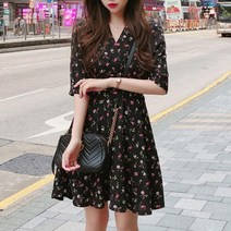 여름 여자 플라워 패턴 반팔 쉬폰원피스 5 T2ovji