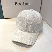 아너햇 남녀공용 야구모자 큐빅 스팽글 캡모자 화이트
