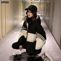 패딩 여 캐주얼 화이트 오리털 점퍼 러쉬