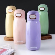 원터치 아기 초등학생 어린이집 어린이 유치원 보온병 소풍 피크닉 스텐 텀블러 보냉컵, 옐로우