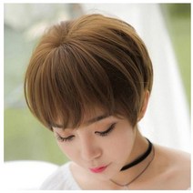 스타일 숏컷 가발 짧은 컷트 통가발 보브컷 여자 커트 머리 전체 티안나는, 초코브라운