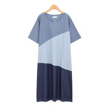 스웰 여성용 빅사이즈 원피스 배색청원피스(BB3245)
