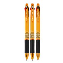 자바펜 제트3볼 3색 볼펜 0.38mm, 038 mm Yellow, 3개
