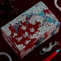 럭셔리 보석 상자 나전칠기 우드 웨딩 럭셔리 주얼리 박스, 04 원색 물고기 자물쇠 (12마리 까치