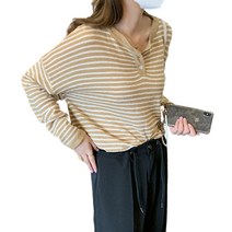 데이홀릭 루즈핏 스트라이프 타올지 긴팔니트