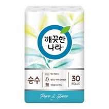 깨끗한나라 순수 2겹 천연펄프 롤화장지 40m, 30롤, 1팩