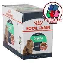 로얄캐닌 고양이 습식사료 텔제거그루밍장갑 기프트에디션, 로얄캐닌 캣 다이제스트 센스티브 그레이비파우치 85g*12개+털제거그루밍장갑(왼손)