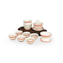 박씨상방 청화백자 연화문 투각 다기세트1-6레드