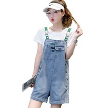 셀럽당 여성 와이드 데님 멜빵바지 빅 사이즈 데님 팬츠 Y01608