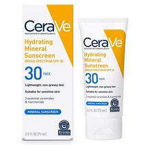 세라비 CeraVe 미네랄 선스크린 SPF 30 | 민감한 피부를 위한 산화 아연 및 이산화티타늄이 함유된 페이스 70.9g(2.5온스) 1팩, 2.5 Fl Oz (Pack of 1)