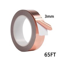 65FT 단일 측면 전도 구리 호일 테이프 EMI 차폐 3/5/6/8/10mm 스테인드 글라스 납땜 전화 수리, 3mm