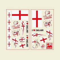 축구공 국기 문신 스티커 방수 임시 카타르 축구 팬 파티 일회용 가방 플래그 로고, [09] England, 1개