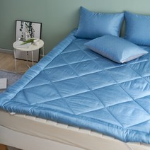 시원한 여름 침대 패드 순면 60수 풍기인견100% 뱀부 광목 모달 시어서커 냉 매트 카페트 토퍼 싱글 슈퍼싱글 퀸, 3_샤이니_블루