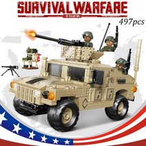 어린이 선물 호환 레고 SLUBAN WW2 군사 험비 지프 H1 육군 친구 자동차 금형 킹 빌딩 벽돌 클래식 Moc 블, 14 No Box 4 Figures