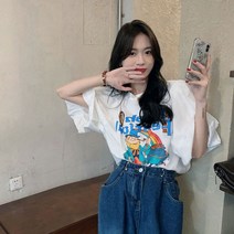 구동기 느슨한 미적 플러스 사이즈 T 셔츠 여성 여름 탑스 짧은 소매 캐주얼 Pulovers 그래픽 패션 의류 어, 01 WHITE_02 M