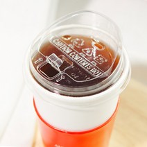코디마트 12 16온스 테이크아웃 종이컵뚜껑 롱개폐형 머그리드 100개 투명, 1팩