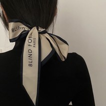 뒤에서 보면 더 예쁜 헤어 스카프 여성 좁은 긴 100x6cm 세련된 프랑스 쉬폰 실크 넥편지 인쇄 가방 리본 머리띠 초커