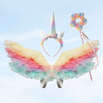 파티 천사 날개 머리띠+마술봉세트 파티소품 공구 연극용 생일 할로윈데이 장식분장, 대형(8-12세), 화이트