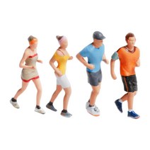 GHSHOP 4pcs 1/87 스케일 수지 스포츠 피규어 디오라마 사람 캐릭터 액션 피겨 인형 마이크로 장면 DIY 풍경 철도 모델 모래, 높이 2cm, 스타일 2