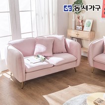 동서가구 네오 칼라 패브릭 벨벳 3COLOR 2인용 소파 (쿠션포함), 스카이블루