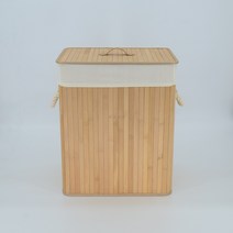 대용량 아기 빨래통 대나무 햄퍼 3단 빨래 바구니 우드 수건함 원목 2단 런드리백 슬림, 직사각형 우드