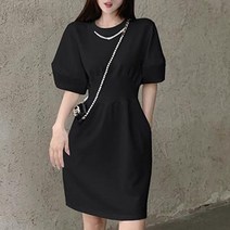 [알티피아] 여성 검정 원피스 허리라인 밴딩 여대생 캠퍼스 패션