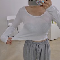[1+1할인] 유넥 지젤 골지 크롭 긴팔티 5색
