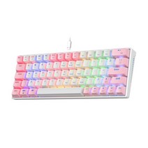 KA6406 키보드 RGB USB 기계 게임 64 키 유선 분리형 케이블 휴대용머 레드 스위치 캡, White Pink, 화이트 핑크