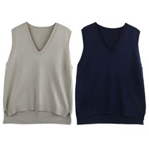 블랙데님베스트 여성 데일리 외출 코디 깔끔한 브이넥 니트 조끼 mg151ea