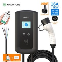 완속 가정용 전기 자동차 충전기 32A EV 충전 스테이션 EVSE 월박스 월타입 2 케이블 앱 제어 BYD 닛산용 7 KW 11/22, 11kw 16A 3Phase, Type2
