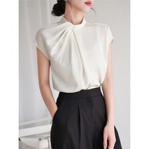 주름 터틀넥 2부 블라우스 쉬폰 틈새 입체 주름 셔츠 탑