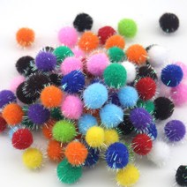 [홈앤스쿨] 칼라 반짝이 뿅뿅이 (20mm) 폼폼이 솜방울 단색 혼합색상, 빨강