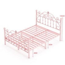케이로 유럽 철제 침대 프레임 어린이 소녀 공주 디자인 인테리어 싱글 더블 침대프레임 매트리스, 1 핑크하이테일굵은글씨로굵은38사일런트리브프레임